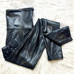 Spanx Faux Leather Shiny Black Leggings Medium